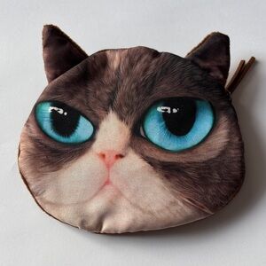 Brown Cat Face Coin Purse